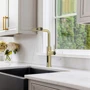 Смеситель для кухни Lefton Waterfall & Pull-Out Kitchen Faucet with Temperature Display-KF2209 Brushed Gold фото 9