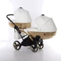 Универсальная коляска для двойни 2 в 1 Junama Mirror Satin Duo Slim 06, белый с золотым (J-MS-DUOs-06): Ширина шасси 65 см