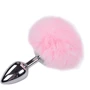 Металлическая анальная пробка Кроличий хвостик Alive Fluffly Plug M Pink