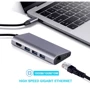 Адаптер Dynamode USB-C to HDMI 4K + 3хUSB3.0 + RJ45 + USB-C Female + SD Grey: Колір сірий