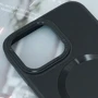 Чехол для iPhone TPU Case Bonbon Leather Metal Style with MagSafe Black for iPhone 15: Цвет черный