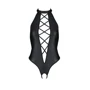 Боди из эко-кожи с имитацией шнуровки и открытым доступом Nancy Body black XXL/XXXL - Passion