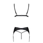 Комплект из эко-кожи Passion Miley Set black XXL/XXXL: трусики, бюстгальтер, пояс для чулок