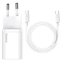 Зарядний пристрій Baseus USB-C Wall Charger Super Si 25W White with Cable USB-C to USB-C (TZCCSUP-L02)
