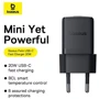 Зарядное устройство Baseus USB-C Wall Charger Palm 1C 20W Black (P10111602113-00): Количество USB-портов 1