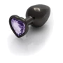 Металлическая анальная пробка Ouch! Heart Gem Gunmetal - Amethyst Purple, М