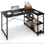 Компьютерный стол Costway Adler L-образный с полками в стиле Loft черный (5903032062380)