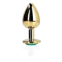 Металлическая анальная пробка Ouch! Heart Gem Gold - Emerald Green, S