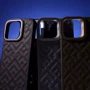 Чехол для iPhone Kajsa Rhombus Collection with Magnetic Ring Gray for iPhone 16: Материалы Пластик и силикон