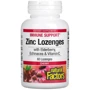 Natural Factors Zinc Lozenges Цинкові льодяники з бузиною, ехінацеєю та вітаміном C, вишнею, 60 пастилок