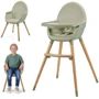 Стульчик для кормления 2 в 1 Kinderkraft Fini 2 Green (KHFINI02GRE0000): Материал дерево