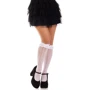 Гольфы ажурные с рюшами Leg Avenue Sweetheart Ruffle Cuff Knee Highs White