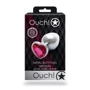 Металлическая анальная пробка Ouch! Heart Gem Silver - Rubellite Pink, М