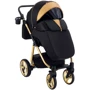 Универсальная коляска 2 в 1 Adamex Sierra Polar (Gold) SR436 черный (люрекс) - золотой кожа (перфорация) фото 8