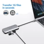 Адаптер HooToo USB-C to USB-C + HDMI + 3xUSB 3.0 + RJ45 + SD Space Grey (HT-UC008SG) фото 4