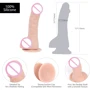 Изогнутый фаллоимитатор на присоске ADDICTION — BRAD 7,5" Dildo With Balls, Beige