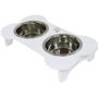 Миски Lucky Pet металлические на деревянной подставке линейка Пир 2x0.4л/13см белый (553072): Материал Металл, Дерево