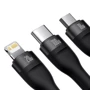 Кабель Baseus USB Cable/USB-C to Micro USB/Lightning/Type-C Flash Series 2 100W 1.2m Black (CASS030101): Длина 1.2 м