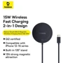 Зарядное устройство Baseus Wireless Charging Magnetic Mini4 Stand 15W Black (P10273300121-02) for Apple iPhone 16 I 15 I 14 I 13 I 12 series: Количество USB-портов нет