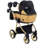 Универсальная коляска 2 в 1 Adamex Sierra Polar (Gold) SR436 черный (люрекс) - золотой кожа (перфорация): Материал колес резина