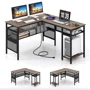 Компьютерный стол Costway Hutch L-образный с зарядным (5903032062388)