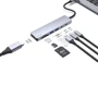 Адаптер Proove Adapter Iron Link USB-C to 2xUSB-C+2xUSB3.0+HDMI+SD+TF Silver (HBIL00222004): Колір серебристый