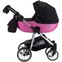 Коляска 2 в 1 Adamex Hybryd Plus Polar (Chrome) BR607 чорний (різнокольоровий люрекс) - яскраво-рожева шкіра (видавлені точка) фото 8