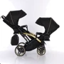 Универсальная коляска для двойни 2 в 1 Junama Mirror Satin Duo Slim 03, черный с золотым (J-MS-DUOs-03): Количество блоков 2