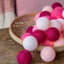 Гирлянда Cotton ball lights на 20 шаров 3,8м, Pink