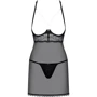 Сексуальный комплект пеньюар + стринги Obsessive Pearlove black S/M