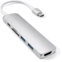 Адаптер Satechi Adapter USB-C to micro SD+SD+2xUSB3.0+USB-C Silver (ST-SCMA2S): Колір сріблястий