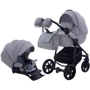 Коляска 2 в 1 Adamex Hybryd Plus BR204 светло-серый - серая кожа (выдавленная точка) (623886)