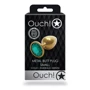 Металлическая анальная пробка Ouch! Heart Gem Gold - Emerald Green, S