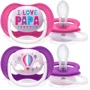 Пустушка ортодонтична Philips AVENT Ultra Air "I love ..." для дівчаток 6-18 міс 2 шт (SCF080/04)