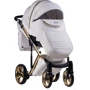 Коляска 2 в 1 Adamex Lucianо Polar (Gold) шкіра 100% Q107 білий (золота рама) (622620): Ширина шасі 60 см