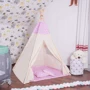 Детская палатка Springos Tipi XXL вигвам бело-розовая (TIP09)
