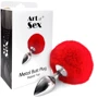 Металлическая анальная пробка М Art of Sex - Metal Butt plug Rabbit Tail, красный