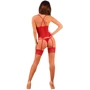 Прозрачный корсет Obsessive Lacelove corset XL/2XL Red