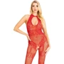 Бодистокинг Leg Avenue Rhinestone Lace and Net Bodystocking Red One Size