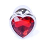 Анальная пробка с кристаллом Jewellery Silver Heart PLUG Red