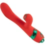 Вибратор-кролик с флоггером LOCKINK Sevanda Whip Vibrating Massage Wand - Red & Green