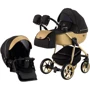 Коляска 2 в 1 Adamex Hybryd Plus Polar (Gold) BR619 черный (золотой люрекс) - золотая кожа (623692)
