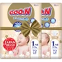 Підгузки Goo.N Premium Soft для новонароджених до 5 кг розмір 1(NB) на липучках унісекс 144 шт. (F1010101-152-2)