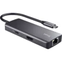Адаптер Trust Adapter Dalyx USB-С to 2xUSB3.2+2хUSB-С+HDMI+RJ45 Black (24968_TRUST): Дополнительные разъемы USB-C, USB 3.0, Ethernet, HDMI