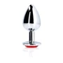Металлическая анальная пробка Ouch! Heart Gem Silver - Ruby Red, М