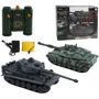 Танковое сражение на радиоуправлении: 2 танка, звуки, свет, резиновые гусеницы, подвижная башня (99823)