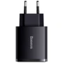 Зарядное устройство Baseus Wall Charger Compact 2xUSB+USB-C 30W Black (CCXJ-E01): Особенности Быстрая зарядка, USB-C