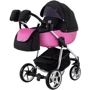 Коляска 2 в 1 Adamex Hybryd Plus Polar (Chrome) BR607 чорний (різнокольоровий люрекс) - яскраво-рожева шкіра (видавлені точка) фото 9