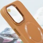 Чехол для iPhone TPU Case Bonbon Leather Metal Style with MagSafe Brown for iPhone 15 Pro Max: Цвет коричневый