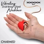 Ожерелье с подвеской вибратором Charmed Vibrating Silicone Heart Necklace, 90 см (красный)